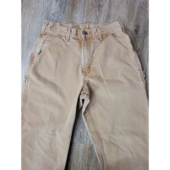 Carhartt Men 30/32 Tan Denim Work Pant Heavy Weight Pocket Canvas Carpenter - Picture 4 of 8